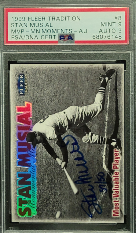 1999 Tradition #8 Monumental Moments Stan Musial MVP auto. PSA 9