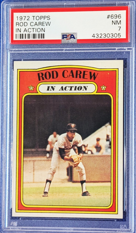 1972 Topps 696 Rod Carew In Action PSA 7