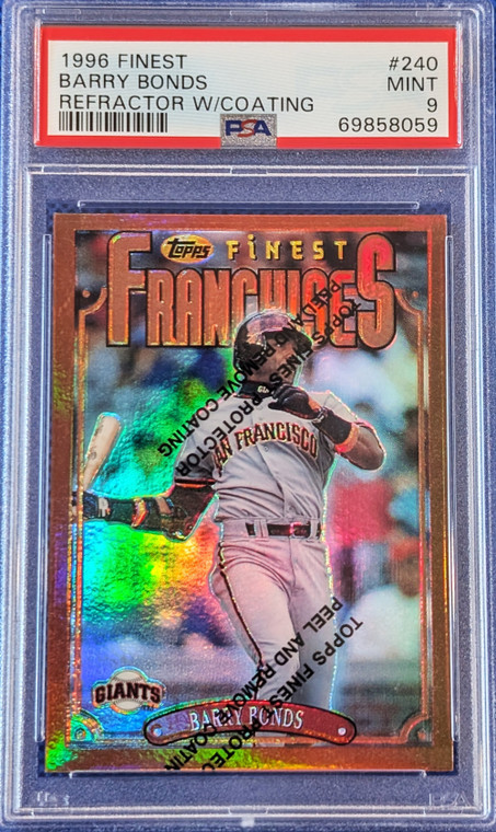 1996 Topps Finest 240 Barry Bonds Refractor w/coating PSA 9