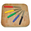 Various Paring Knives on a cutting Board