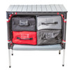 A front shot of Sherpa Table & Organizer showing it open
