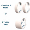 Illustration of two rolls of 1" tape and one roll of 2" tape