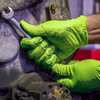 HD Green Nitrile Gloves in use