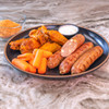 Hot Buffalo Wing Brat on plate