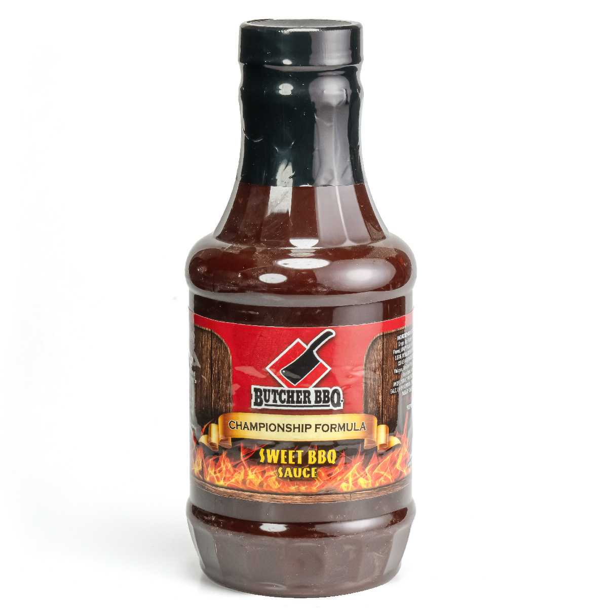 A front shot of Butcher BBQ Sweet BBQ Sauce (18 oz.) on a white background