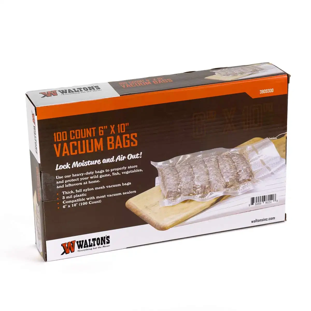 A box of 100 Walton's Vacuum Bags (6" x 10")