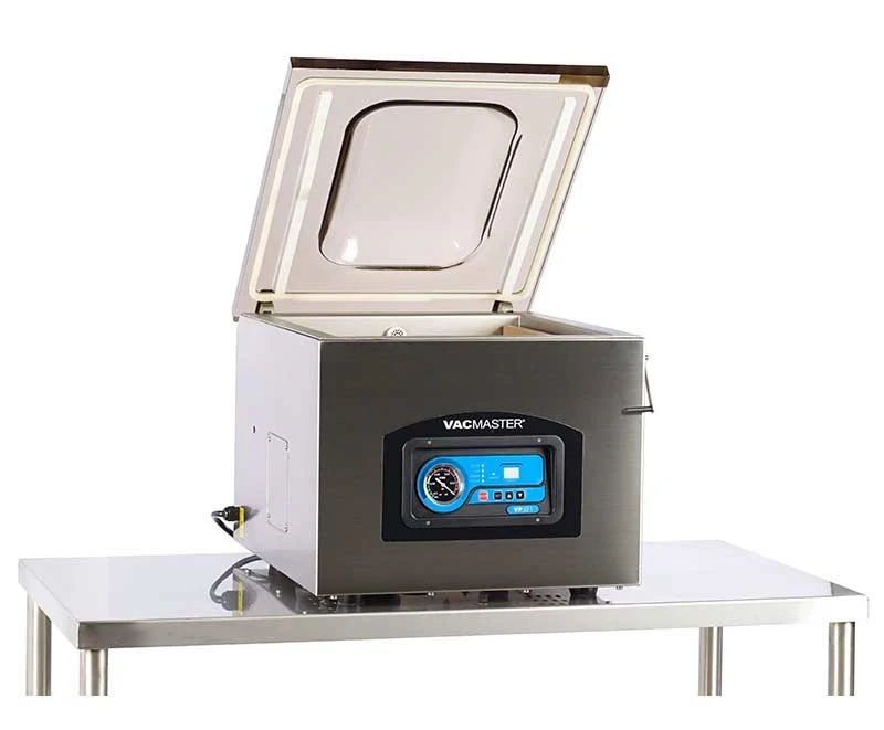 VacMaster VP321 Chamber Vacuum Sealer with the lid open