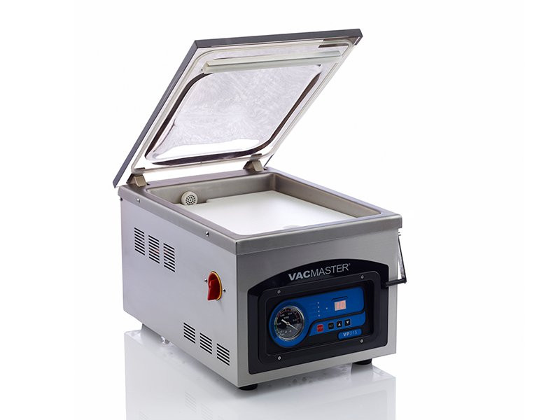 VacMaster VP215 Chamber Vacuum Sealer with the lid open