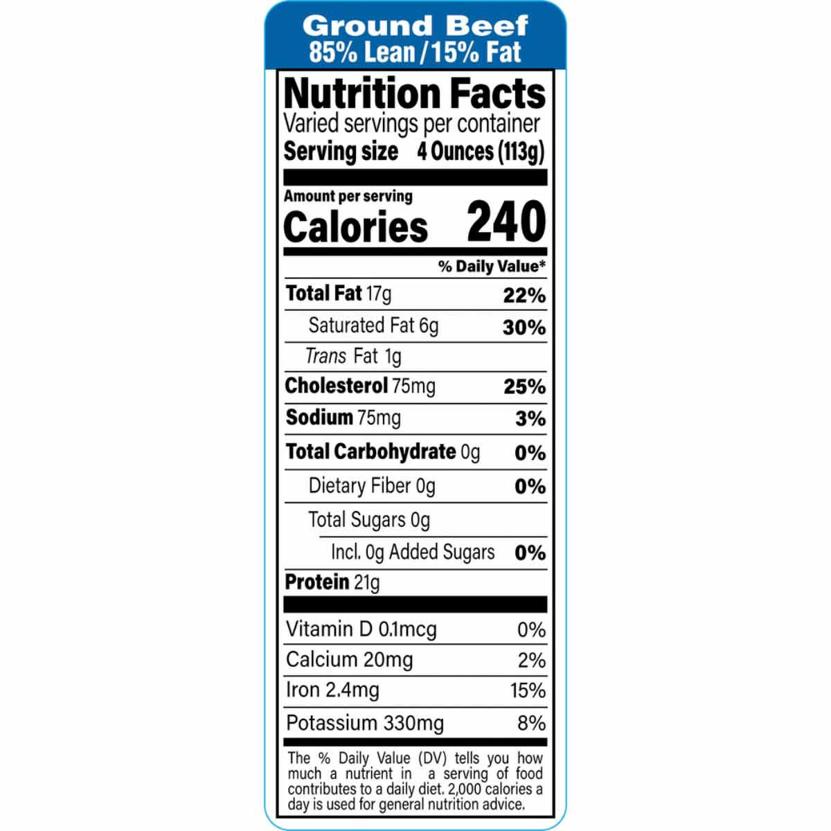 80/20 GB Nutritional Label