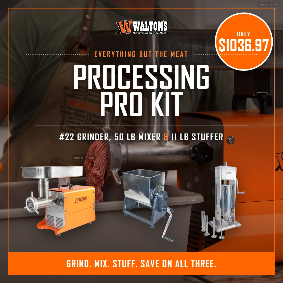 Walton's Processor Pro Kit (Grinder, Mixer, Stuffer)