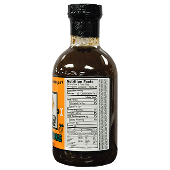 Nutrition Facts on a bottle of Bash Brothers Hawaiian Pineapple BBQ Sauce