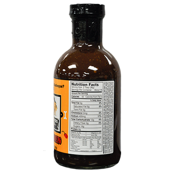 Nutrition Facts on a bottle of Bash Brothers Honey Habanero BBQ Sauce