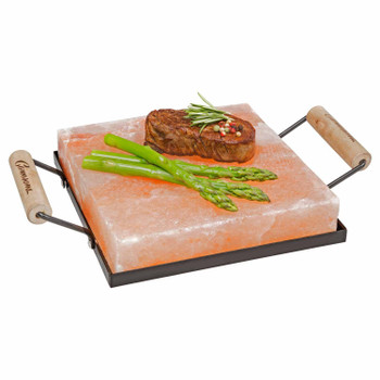 Himalayan Salt Slab Holder with a Himalayan Salt Slab