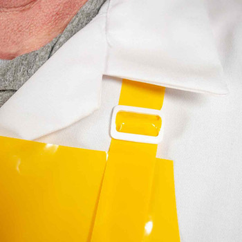 Close-up of the adjustable neck strap on a Yellow Endeavor Apron