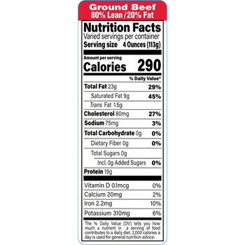 80/20 GB Nutritional Label