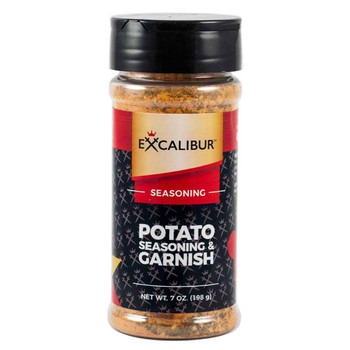 A shaker of Potato Seasoning and Garnish from Excalibur