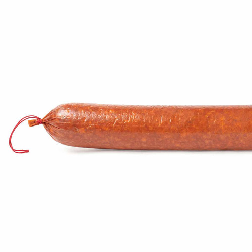 A stuffed Smoke-Tone Fibrous Sausage Casing