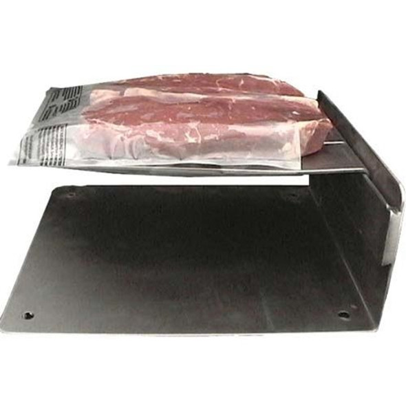 Small Vacuum Pouch Loader with a piece of steak being loaded into a vacuum bag