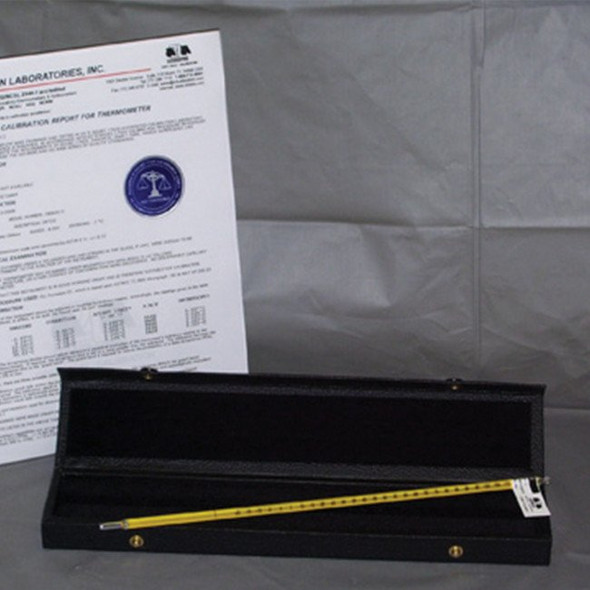 Certified Glass Thermometer Non-Mercury in its black case