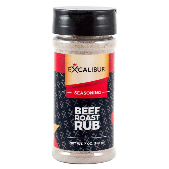 A shaker of Beef Roast Rub from Excalibur