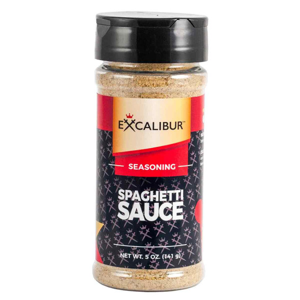 A shaker of Spaghetti Sauce Seasoning from Excalibur