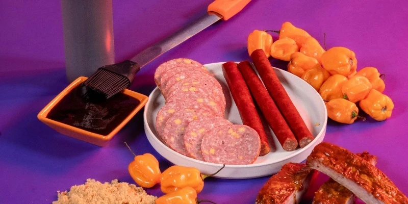 summer sausage and snack sticks on a plate