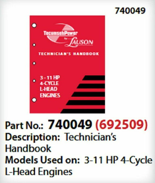 Tecumseh Sleeved 3-11 HP L-Head Manual 740049