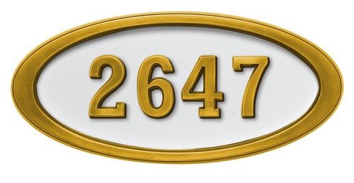 Large Oval White w/Brass