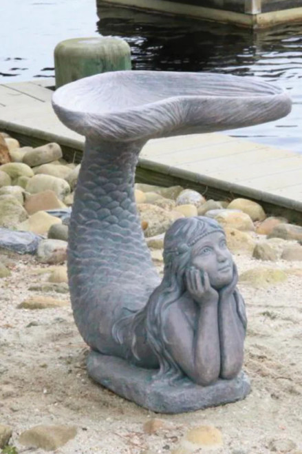 24" One Pce Mermaid Bird Bath - 9749