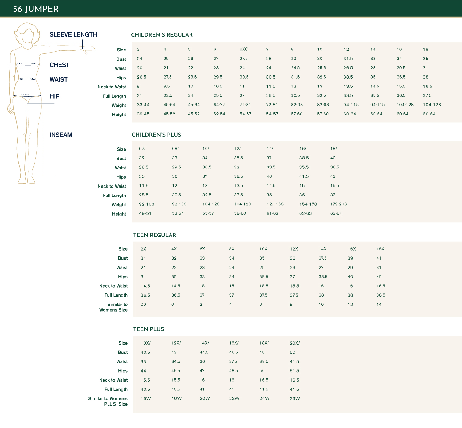 size chart size chart