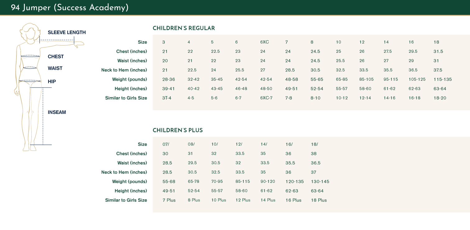 size chart size chart