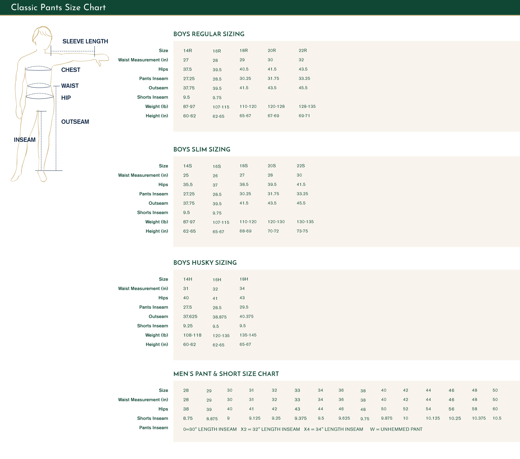 size chart size chart
