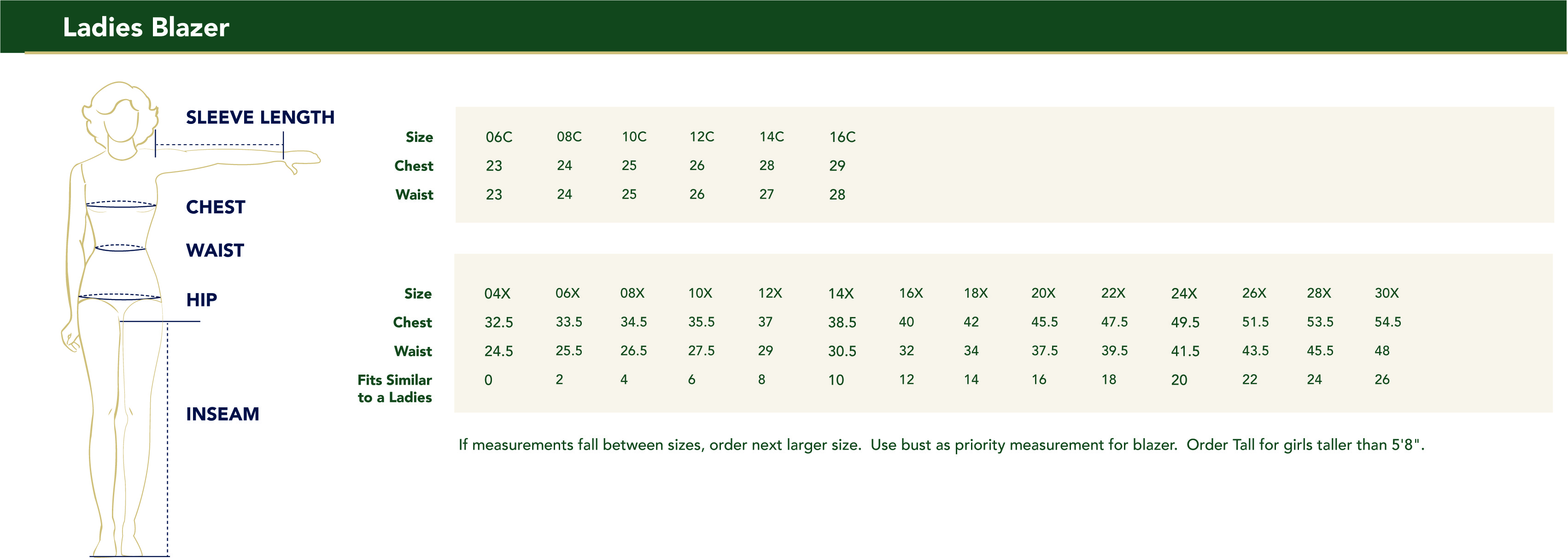 size chart size chart