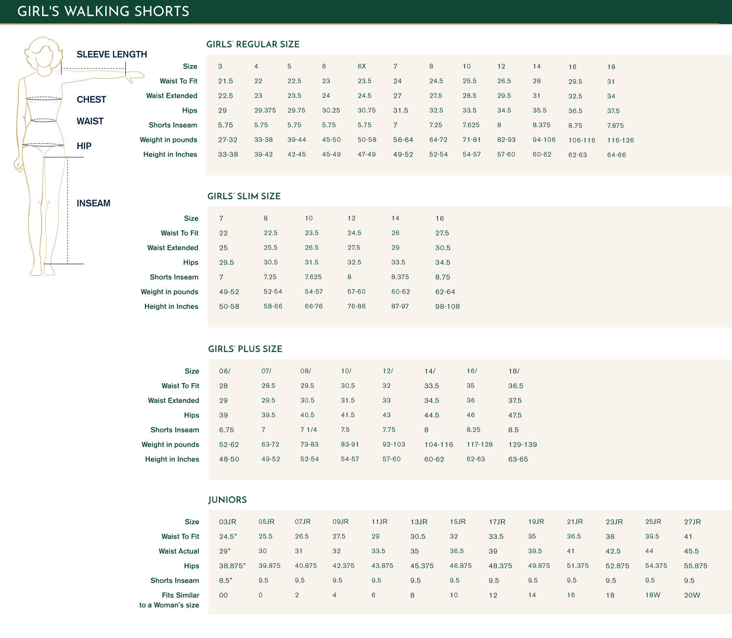 size chart size chart