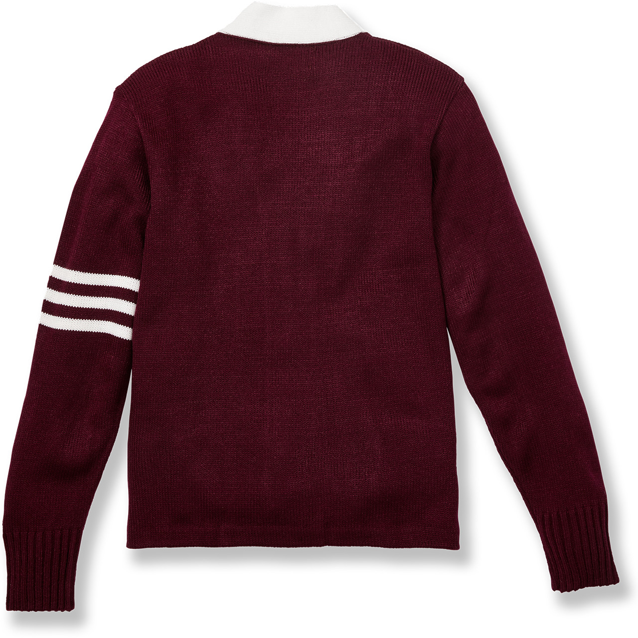 V-Neck Varsity Cardigan Sweater with heat transferred logo