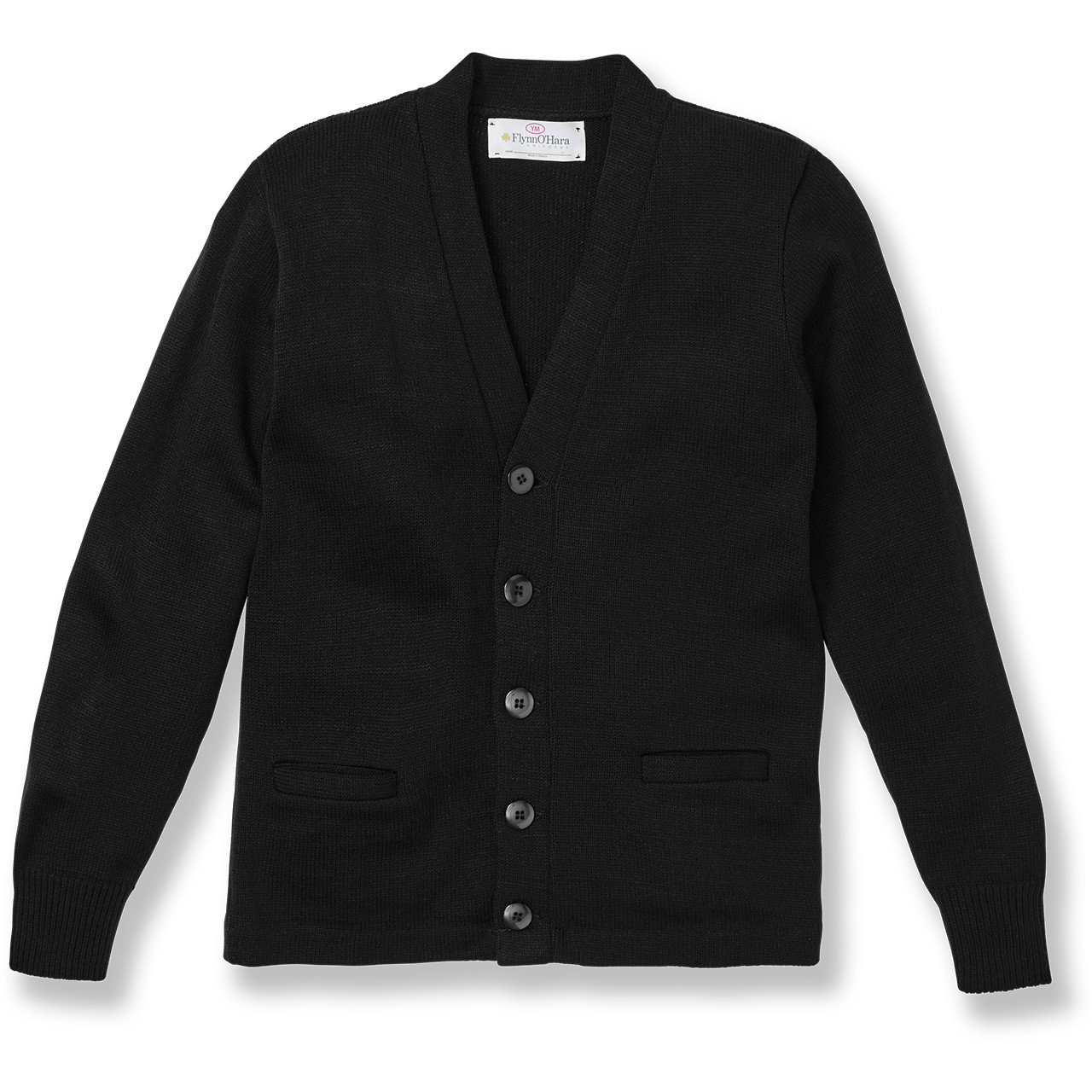 V-Neck Cardigan Sweater [TX026-1001-BLACK] - FlynnO'Hara Uniforms