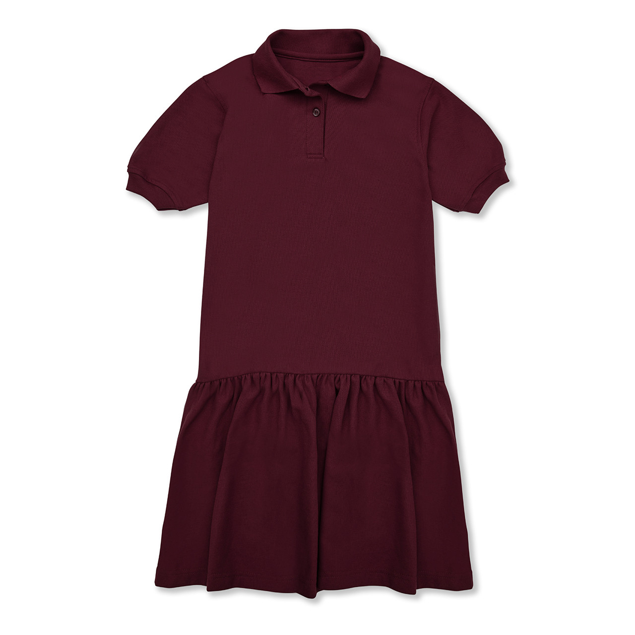 Short Sleeve Jersey Knit Dress with heat transferred logo  [MD403-7737-MAROON] - FlynnO'Hara Uniforms
