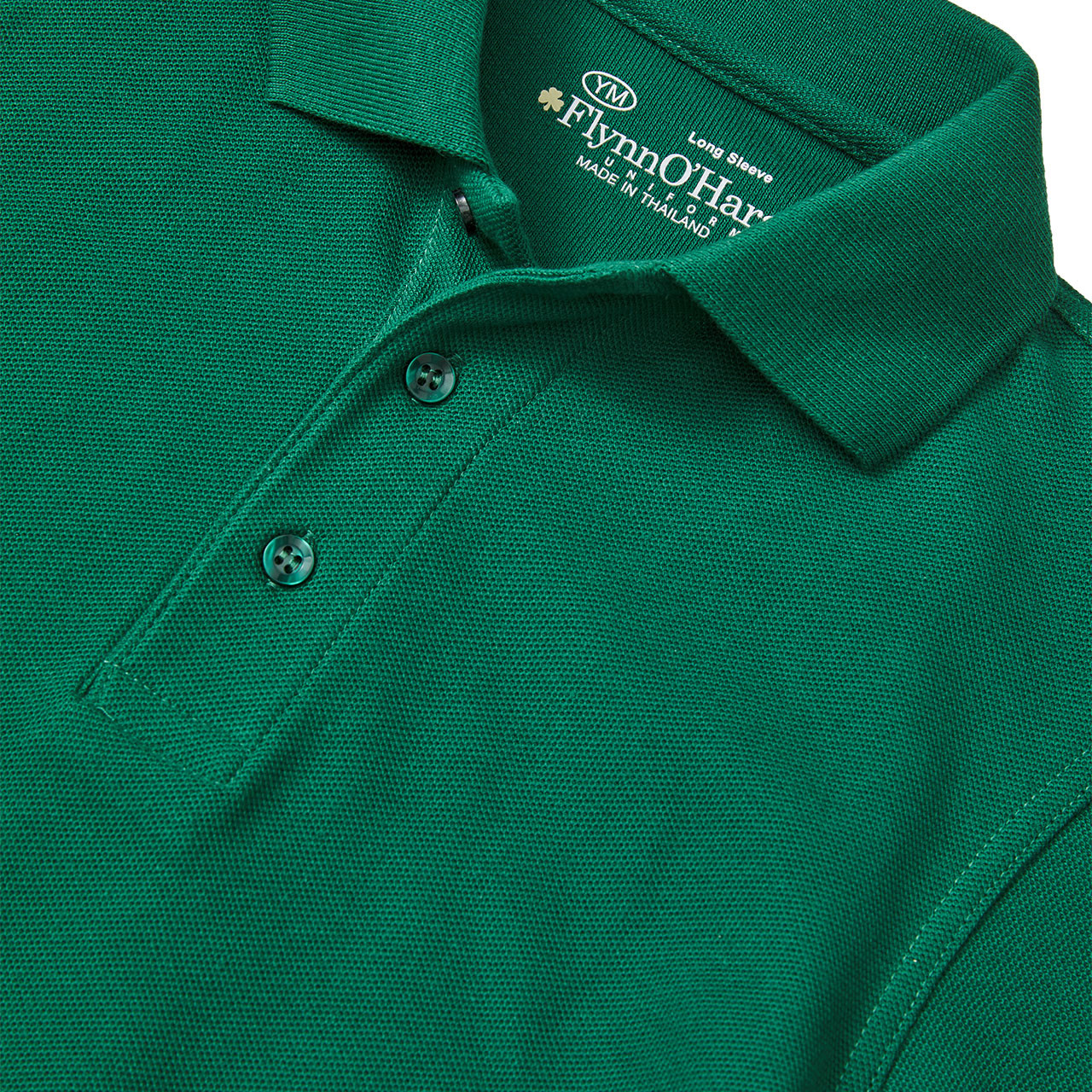 Long Sleeve Polo Shirt with embroidered logo [MI002-KNIT/FGR-HUNTER] -  FlynnO'Hara Uniforms