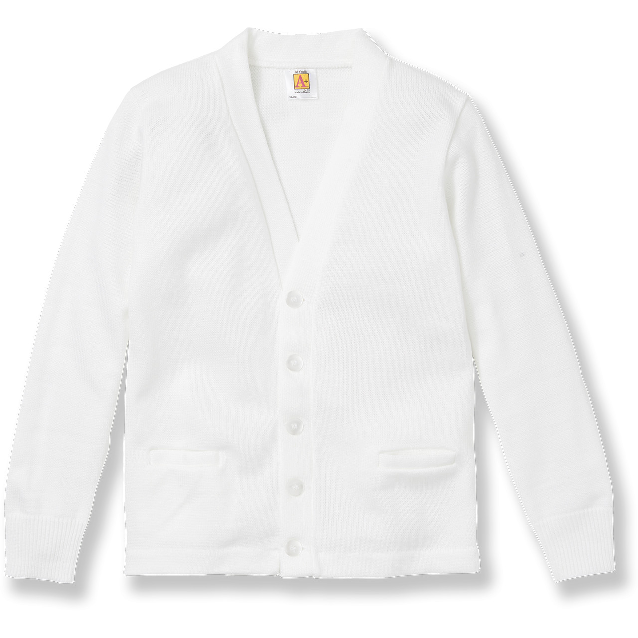 V-Neck Cardigan Sweater [AK009-1001-WHITE] - FlynnO'Hara Uniforms
