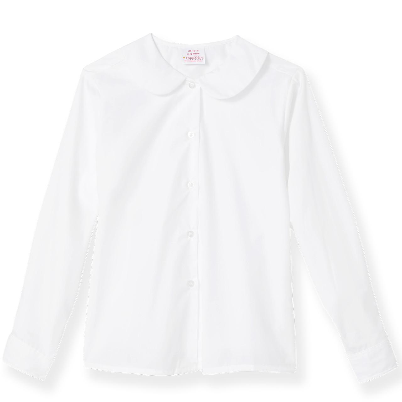 Ladies Peter Pan Collar Blouse on white with long sleeve