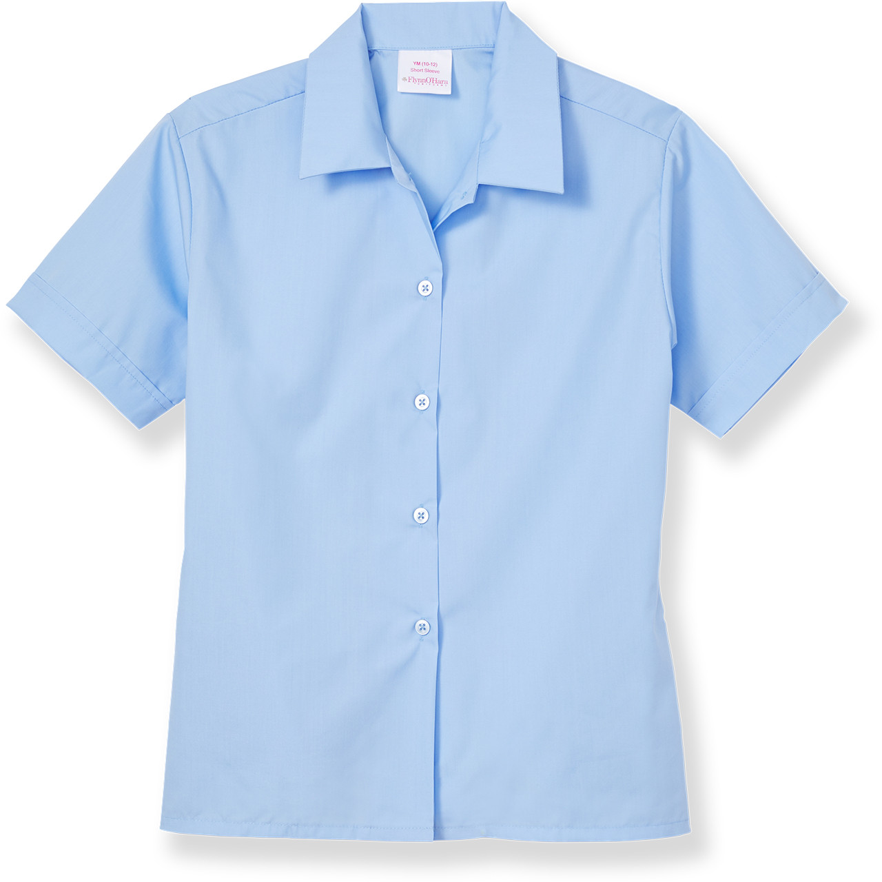 Short Sleeve Convertible Collar Blouse with embroidered logo