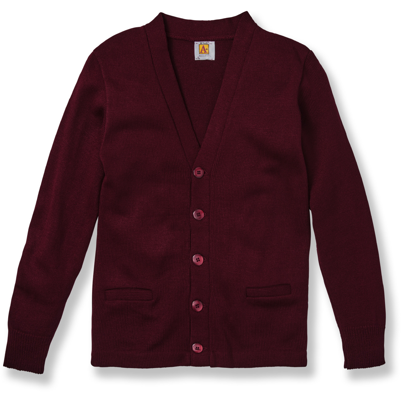 V-Neck Cardigan Sweater with embroidered logo [NJ183-1001-WINE