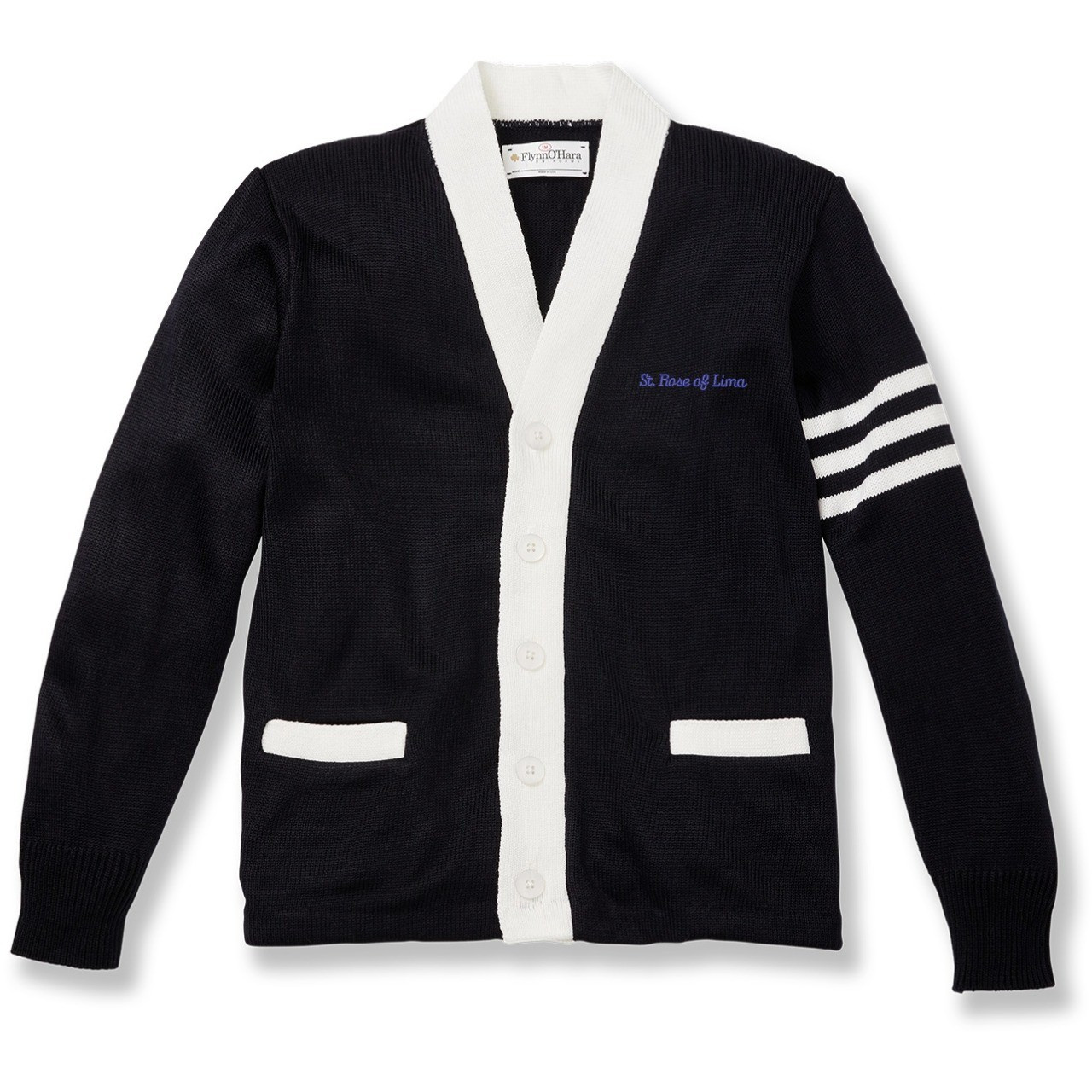 V-Neck Cardigan Sweater with embroidered logo [NJ245-6331/SRF-NVY