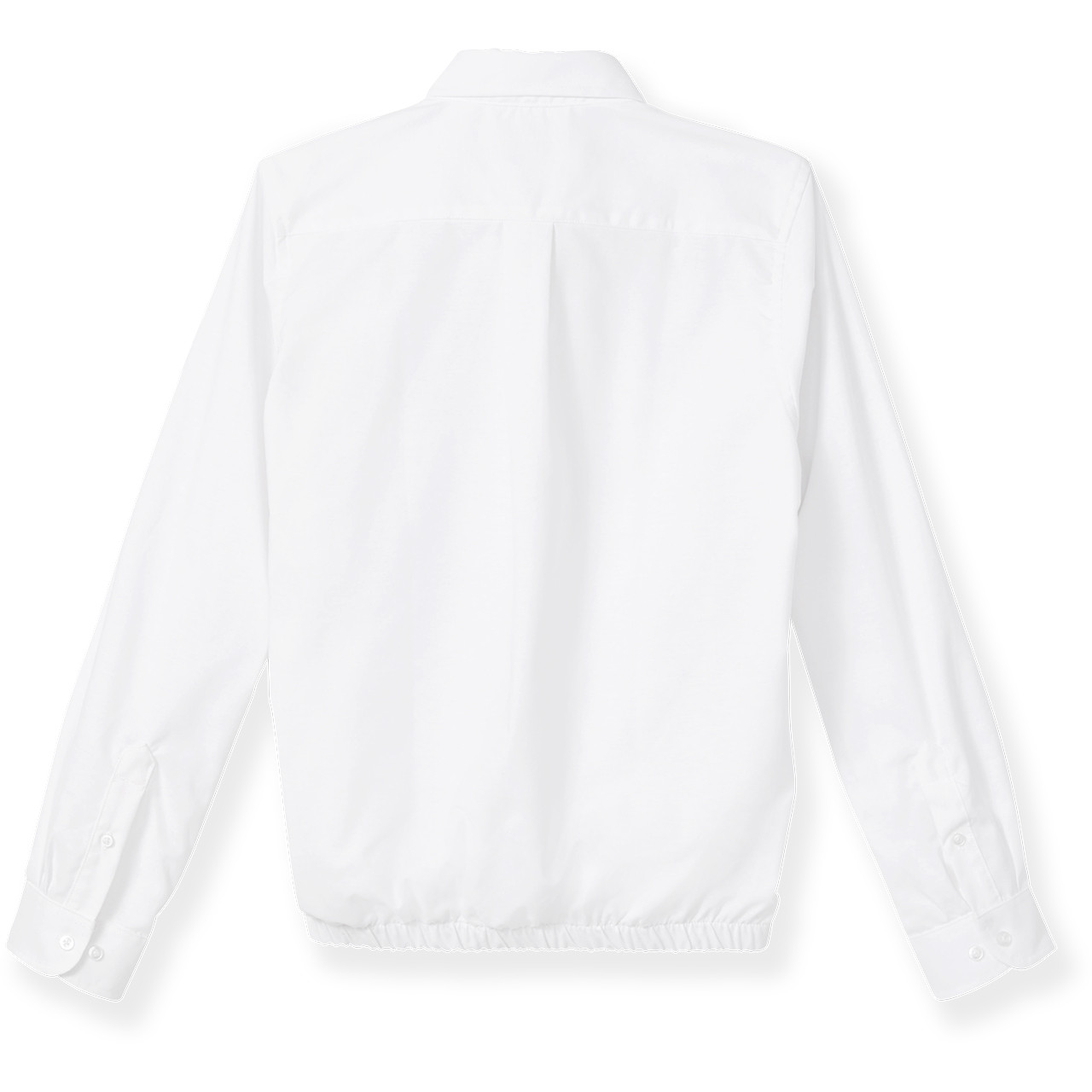 Long Sleeve Banded Bottom Oxford Blouse [PA528-881-WHITE] - FlynnO