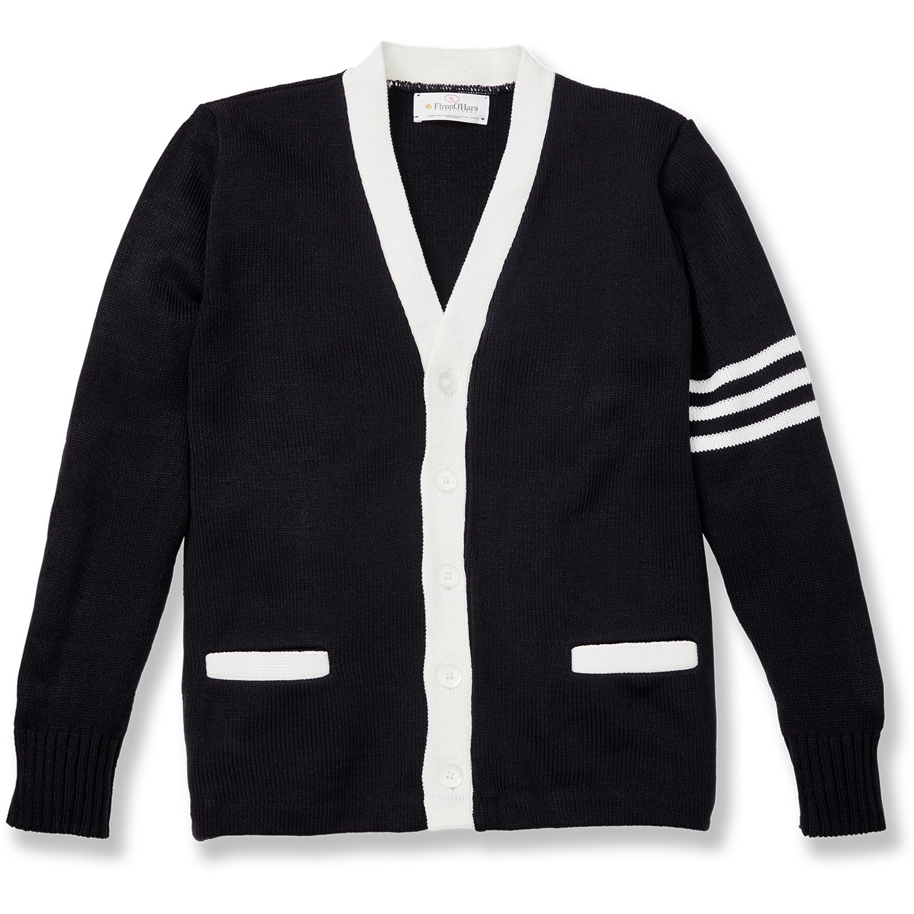 Varsity [NY115-3472-NAVY/ - FlynnO\'Hara Sweater Uniforms V-Neck Cardigan WH]