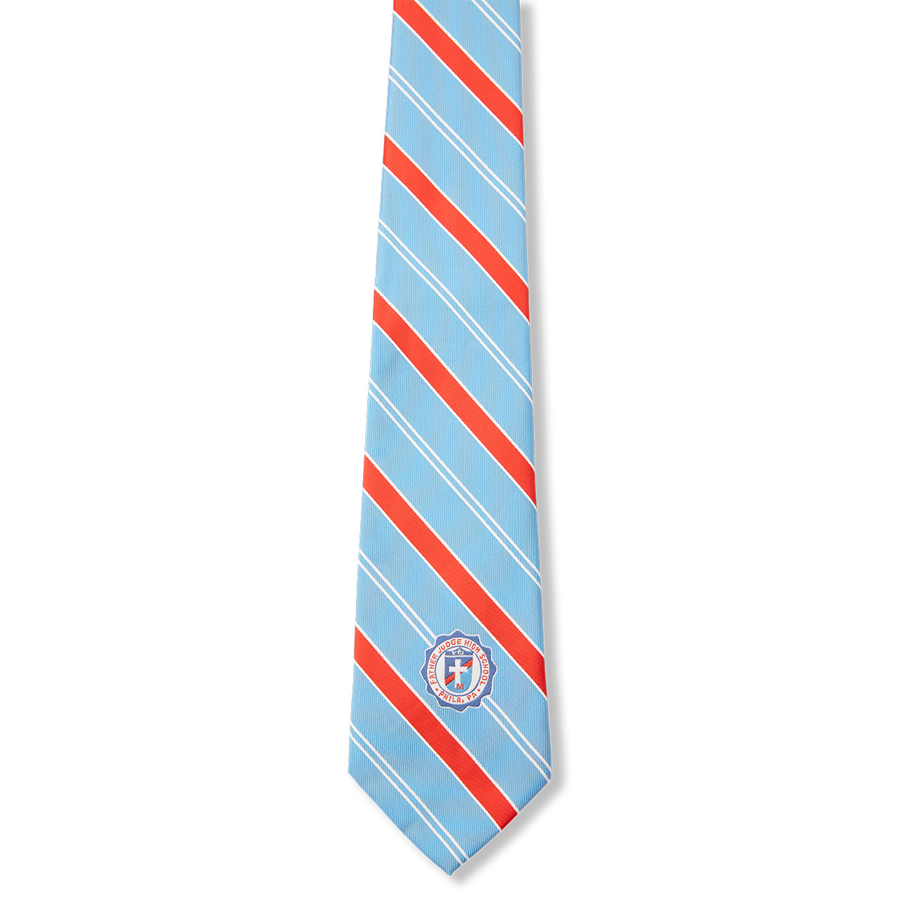 Men's Striped Tie w/Crest [PA516-3-FJP-BL/GY/RD] - FlynnO