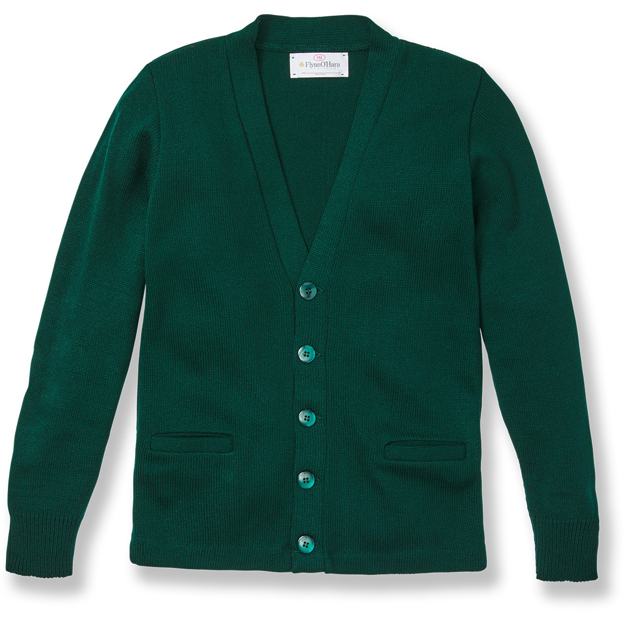V-Neck Cardigan Sweater with embroidered logo [NY445-1001-GREEN