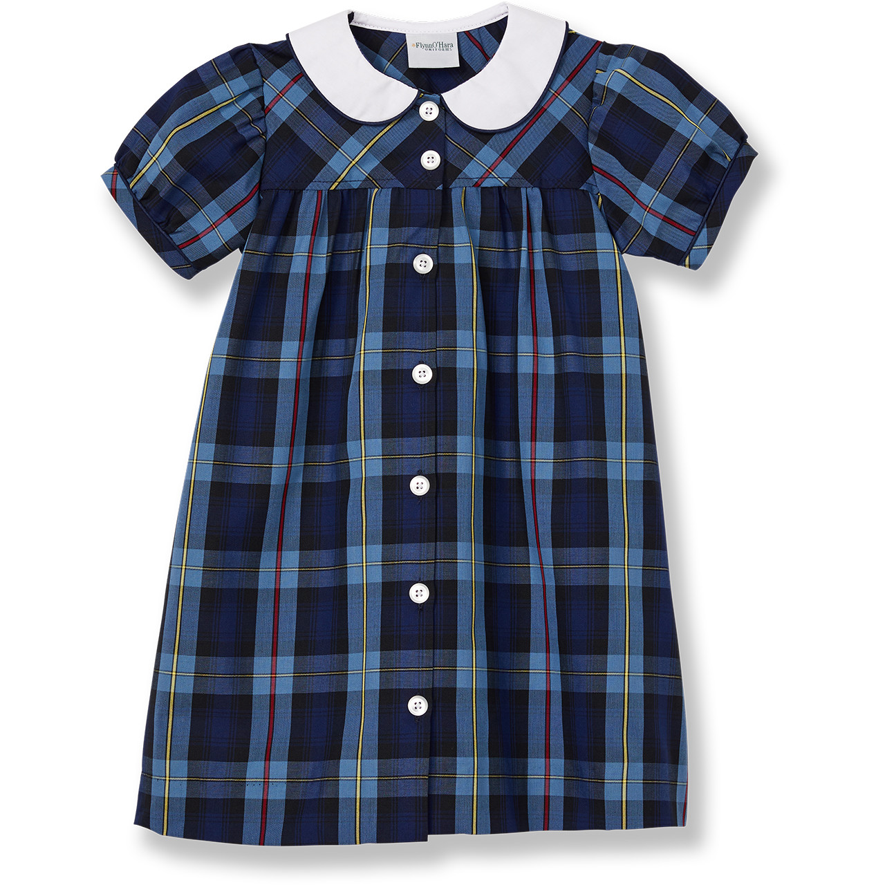 blue gingham peter pan collar dress Back To School Girls Gingham Applique Dress with Bloomers 6T / 100% Cotton / Bloomer Set main image 0