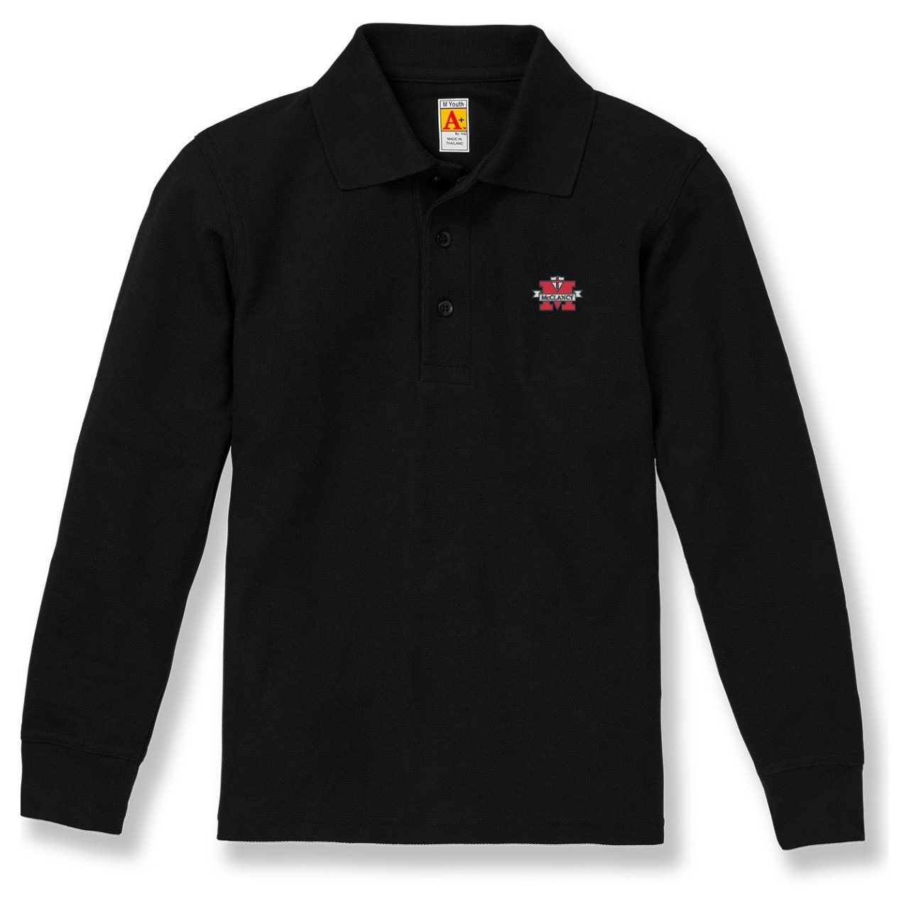 Long Sleeve Polo Shirt with embroidered logo [NY657-KNIT/MCC-BLACK