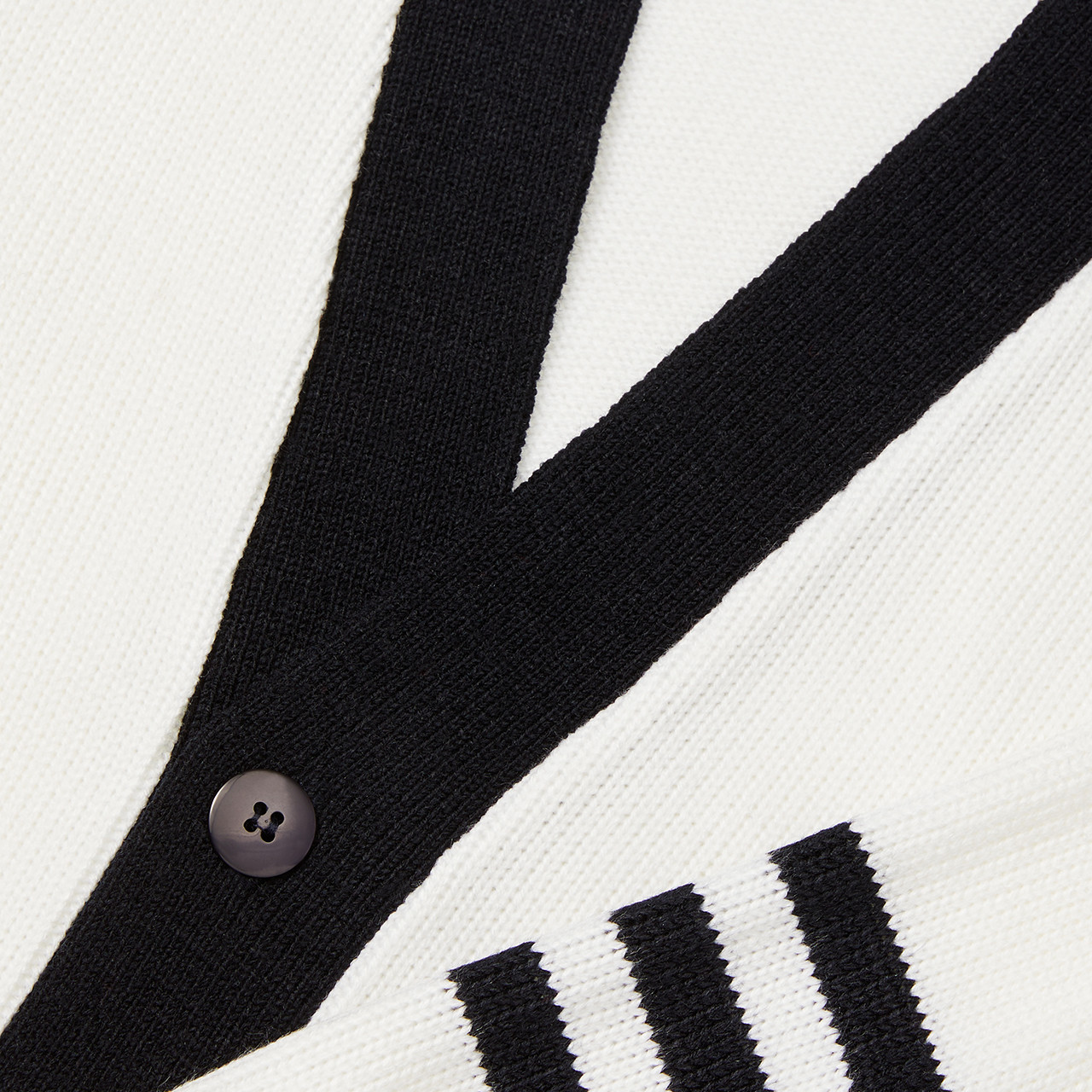 V-Neck Varsity Cardigan Sweater [AK009-3471-WHITE/NV] - FlynnO